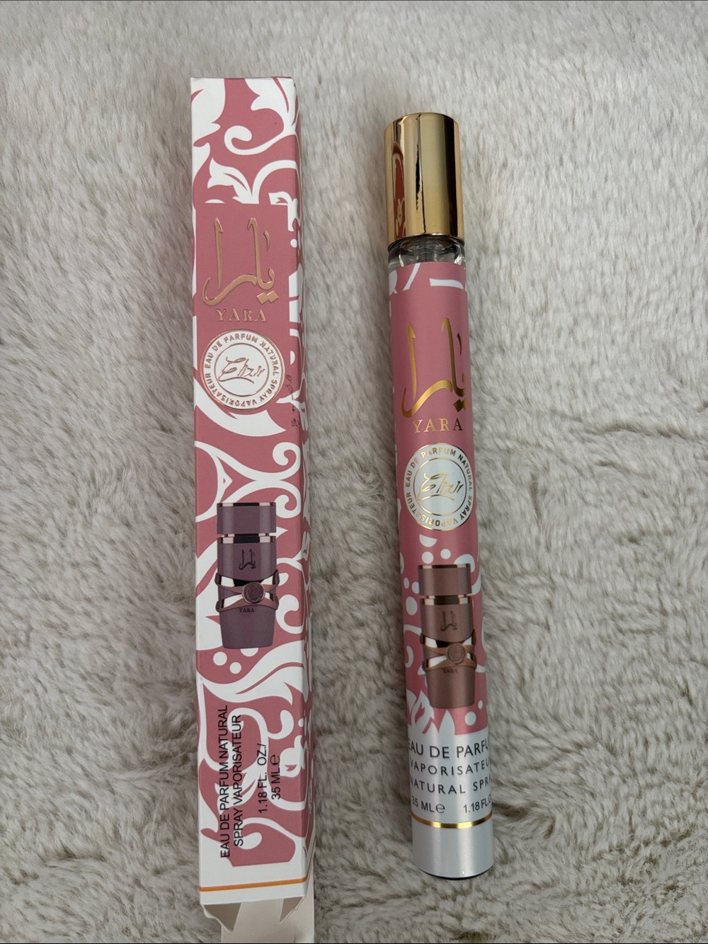 Lattafa Yara Eau de Parfum Pink travel spray bottles